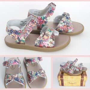 New Girl's Footmates Size 6 M Toddler Sandals Leather Floral Waterproof